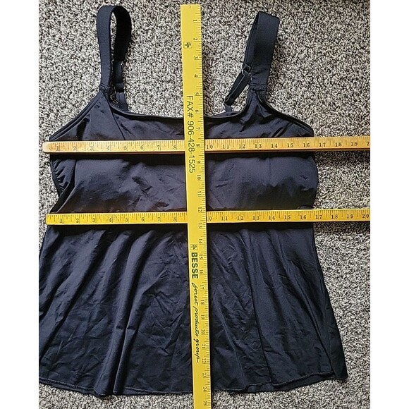 Lands' End Black LARGE 14-16 Swim Top Tankini Flutter Hem Solid Padded S98 - Picture 2 of 5